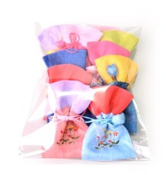 Mini Embroidered Lucky Pouch 10-Pack – Random Colors (Traditional Drawstring, 10 × 15 cm)