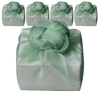 Crystal Organza Bojagi 5-Pack – Green (70×70 cm, Sheer, Shimmery)