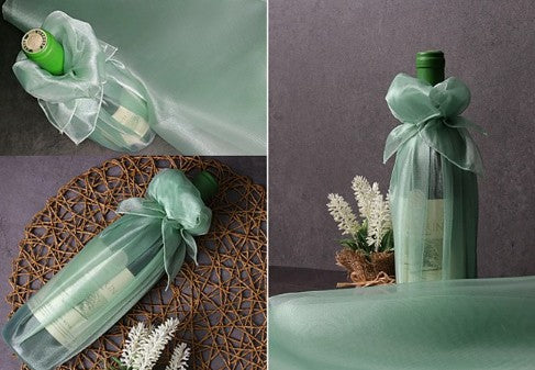 Crystal Organza Bojagi 5-Pack – Green (70×70 cm, Sheer, Shimmery)