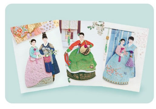 Hanbok Traditional Cards  – 3-Card Set, Mixed Colors