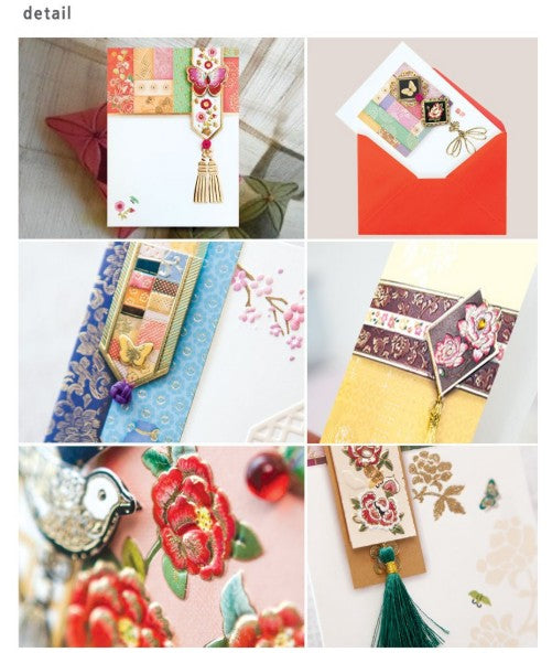 Jogakbo Patchwork Thank-You Card Set (T1043) – 6 Cards + 6 Envelopes, Mixed Colors (3D)