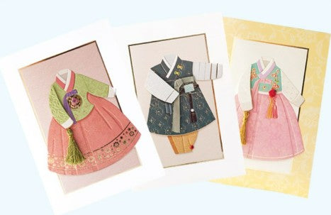 Kids Hanbok Card Set 3 Designs + Envelopes & Inner Sheets