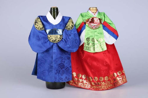 Couple Hanbok Wine Cover Set – SET 1 (Women 28×22 cm, Men 26×22 cm) | Traditional Bottle Sleeves