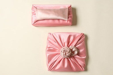 Reversible Silk-Style Double-Layer Bojagi 3-Pack – Rose Pink & Ivory (80×80 cm, Code 111) | 100% Polyester Slub