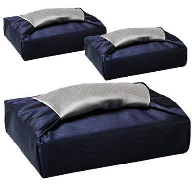 Reversible Silk-Style Double-Layer Bojagi 3-Pack – Deep Navy & Ivory (80×80 cm, Code 105) | 100% Polyester Slub