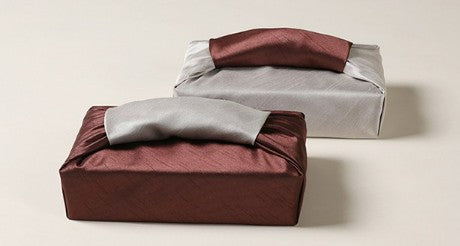 Reversible Silk-Style Double-Layer Bojagi 3-Pack – Brown & Ivory (80×80 cm) | 100% Polyester Slub