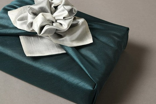 Reversible Silk-Style Double-Layer Bojagi 3-Pack – Teal & Ivory (80×80 cm) | 100% Polyester Slub