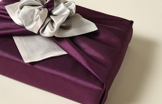 Reversible Silk-Style Double-Layer Bojagi 3-Pack – Deep Purple & Ivory (80×80 cm) | 100% Polyester Slub