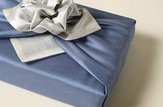 Reversible Silk-Style Double-Layer Bojagi 3-Pack – Sky Blue & Ivory (80×80 cm) | 100% Polyester Slub