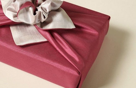 Reversible Silk-Style Double-Layer Bojagi 3-Pack – Plum Rose & Ivory (80×80 cm) | 100% Polyester Slub