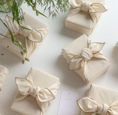 Eco-Friendly Cotton Muslin Bojagi 5-Pack – Beige (70×70 cm) | Zero-Waste Gift Wrap