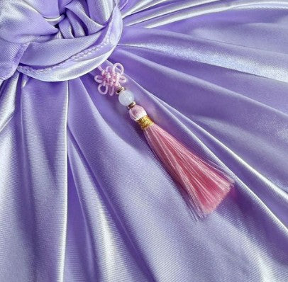 Lavender Bojagi Gift Set – 2 Wrapping Cloths (108×108 cm) + 2 Norigae + 2 Bands | Satin