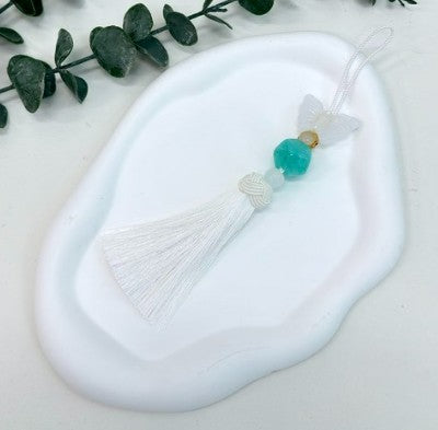 Korean Butterfly Bell Norigae – White (Bojagi Gift Wrap Charm, Single)