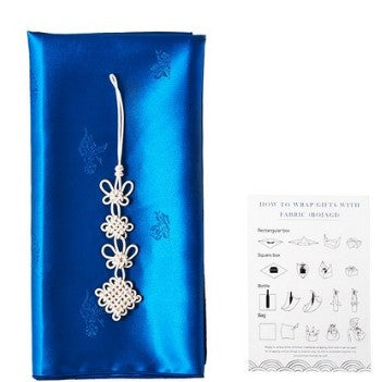 Korean Style Bojagi Gift Wrap with Norigae Charm – Deep Blue Set