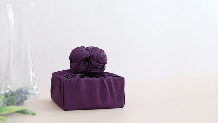 bojagi gift wrap — single-layer — Deep Purple — 50 cm — solid ivory background