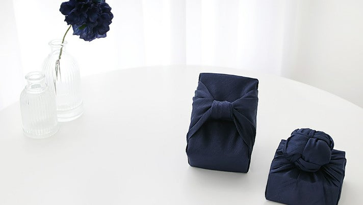 bojagi gift wrap deep navy   ivory background
