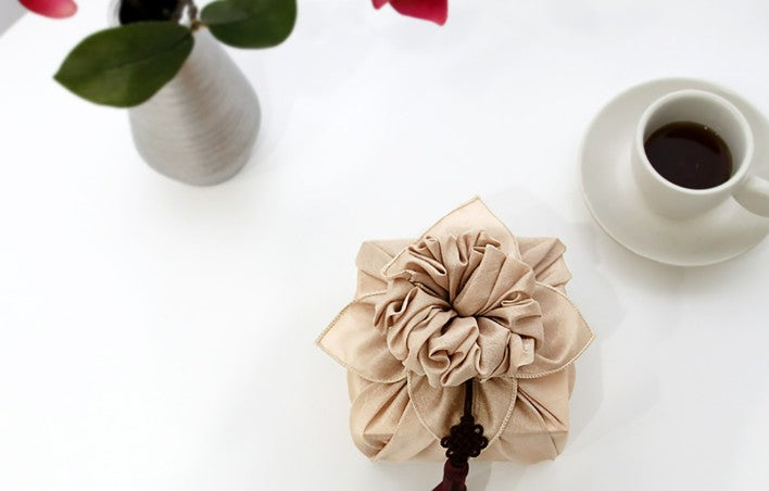 bojagi gift wrap milk beige ,  ivory background
