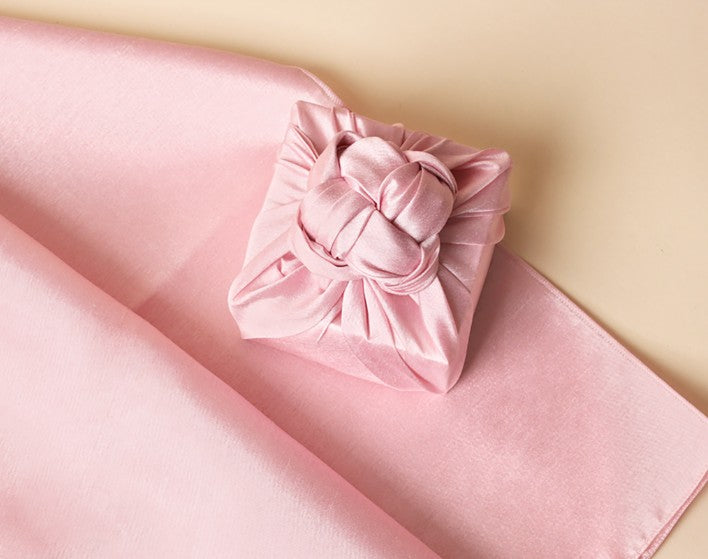 bojagi gift wrap pink,  ivory background