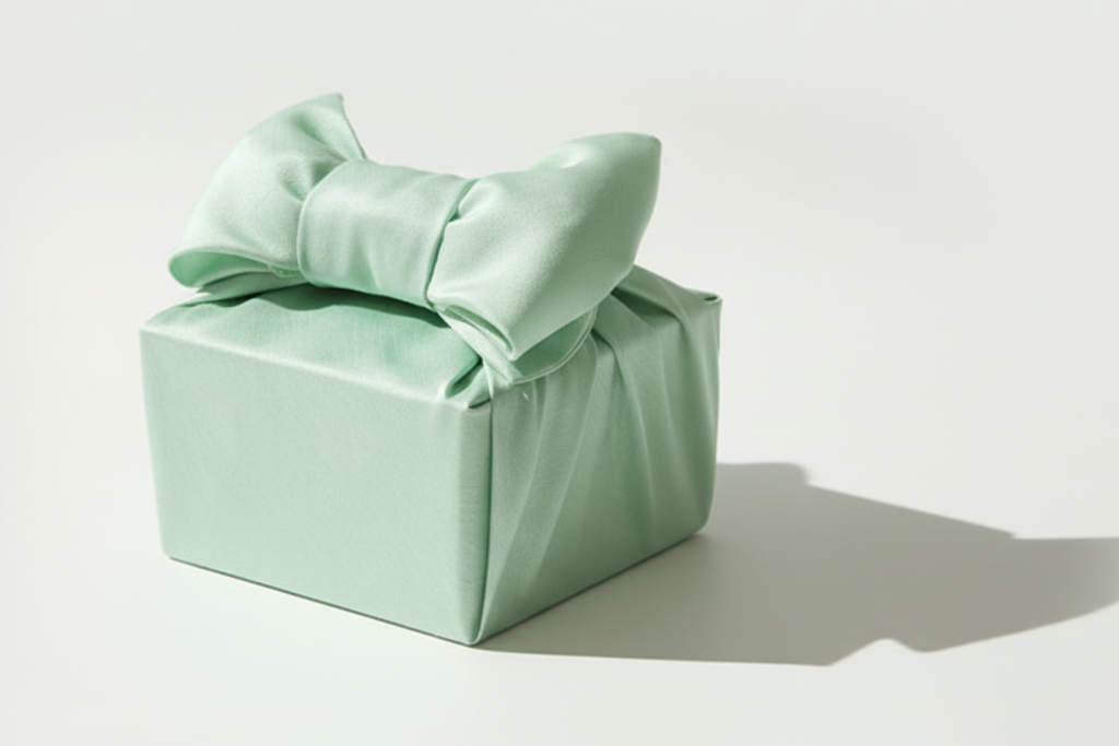 bojagi gift wrap — single-layer — Pastel Green — 50 cm — solid ivory background