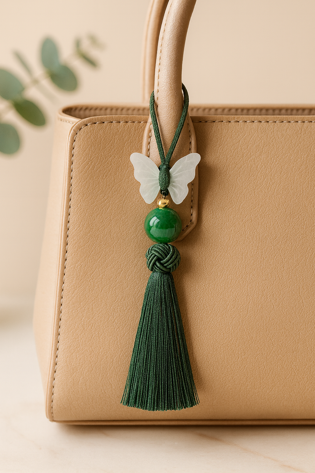 Korean Butterfly Bell Norigae – Green (Bojagi Gift Wrap Charm, Single)