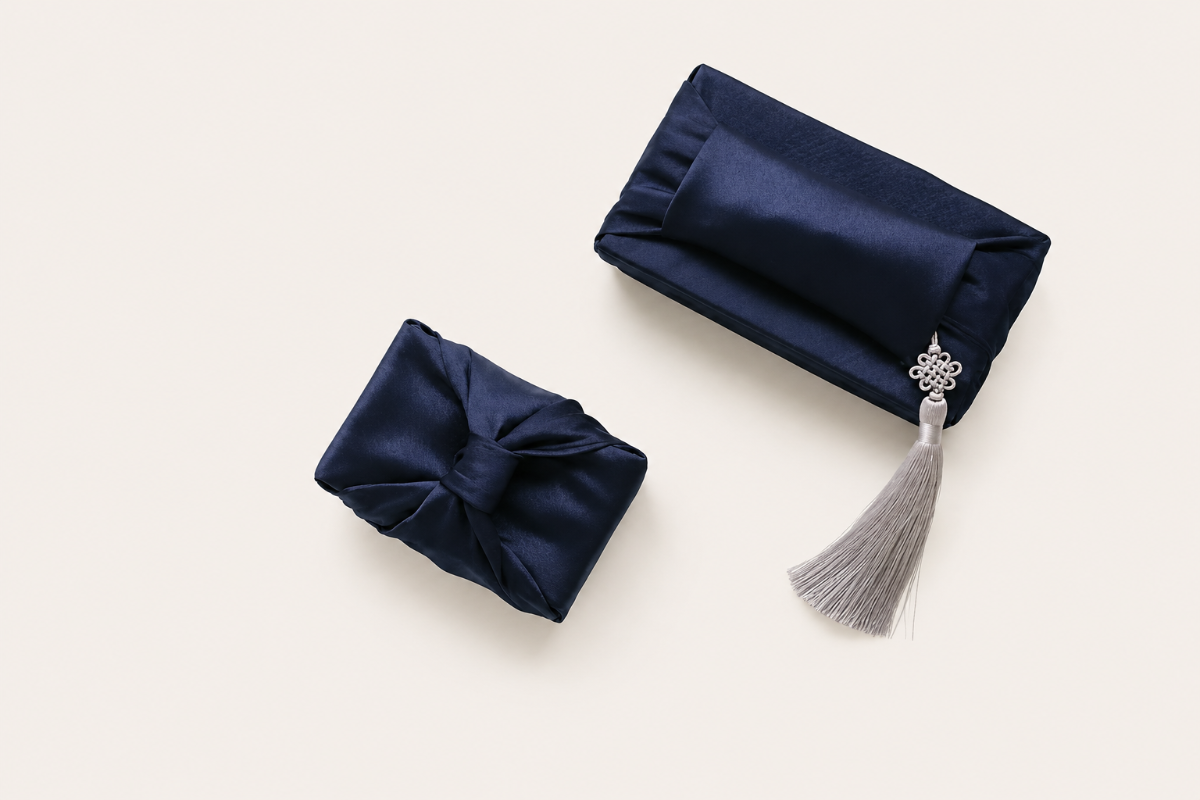 Slub Single-Layer Bojagi — Deep Navy (Single, 45–130 cm)
