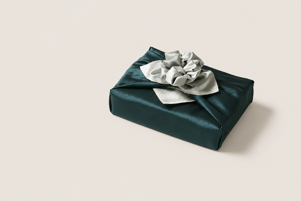 Slub Double-Layer Reversible Bojagi — Teal / Ivory (Single, 50–150 cm)