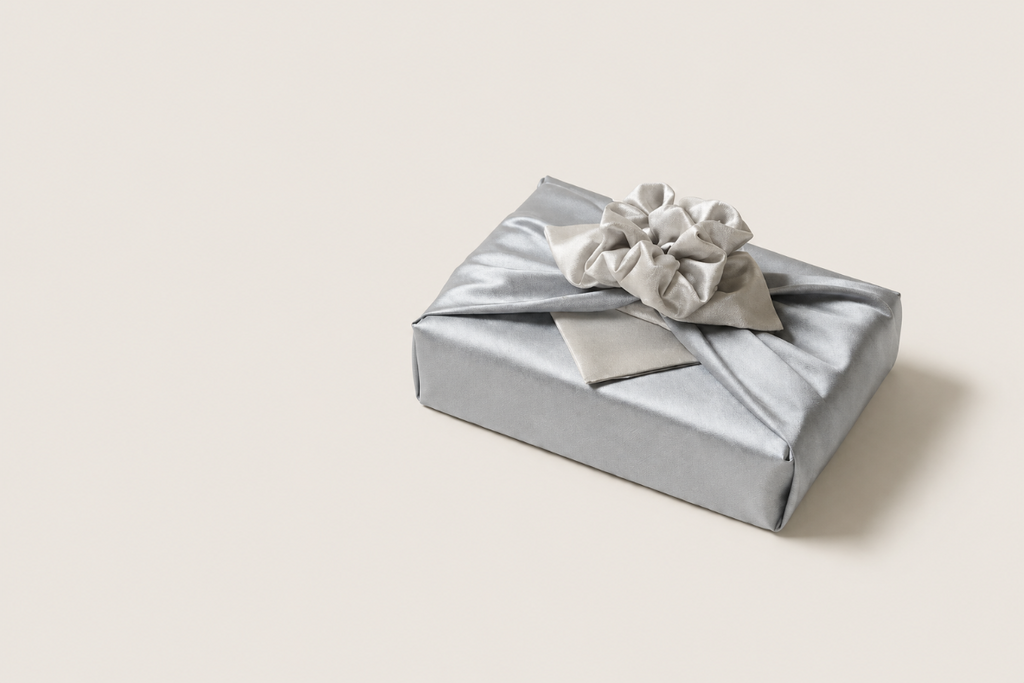 Slub Double-Layer Reversible Bojagi — Blue Gray  / Ivory (Single, 50cm ~ 150cm)