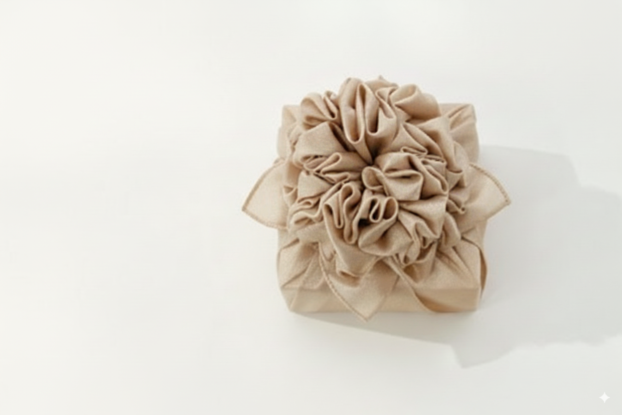 bojagi gift wrap milk beige ,  ivory background
