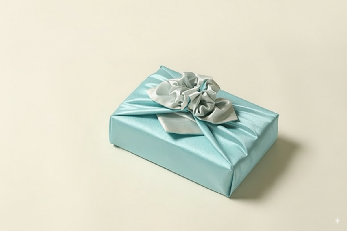 bojagi gift wrap — slub layer — Pastel_Blue_— 50 cm — solid ivory background