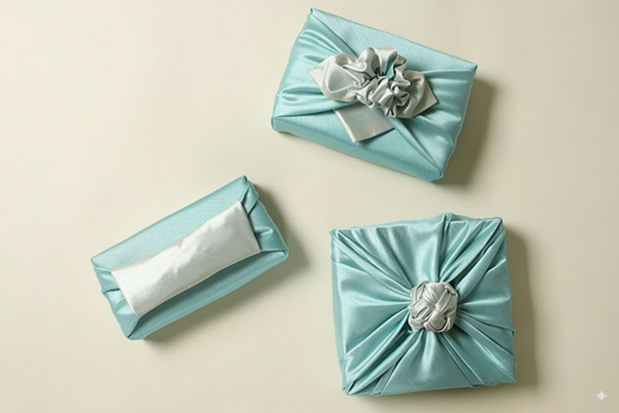 bojagi gift wrap — slub layer — Pastel_Blue_— 50 cm — solid ivory background