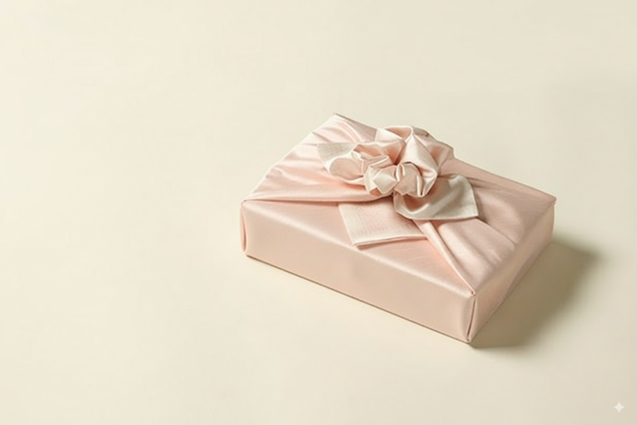 bojagi gift wrap — slub layer — Pastel_Peach_— 50 cm — solid ivory background