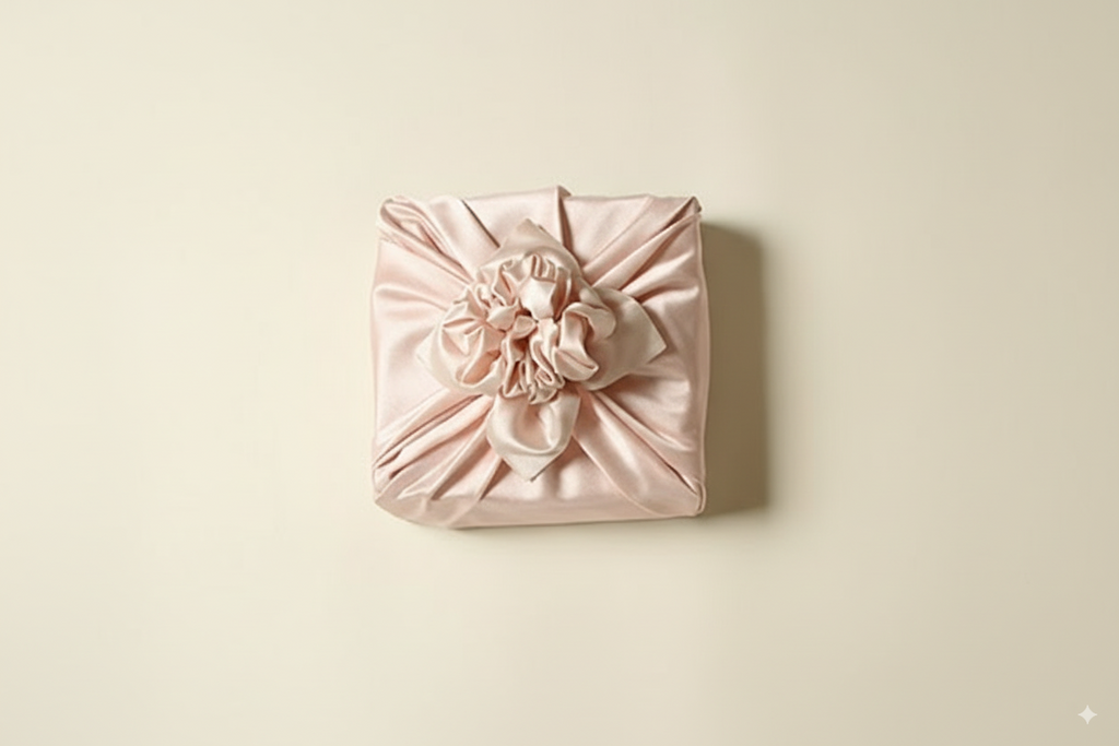 bojagi gift wrap — slub layer — Pastel_Peach_— 50 cm — solid ivory background