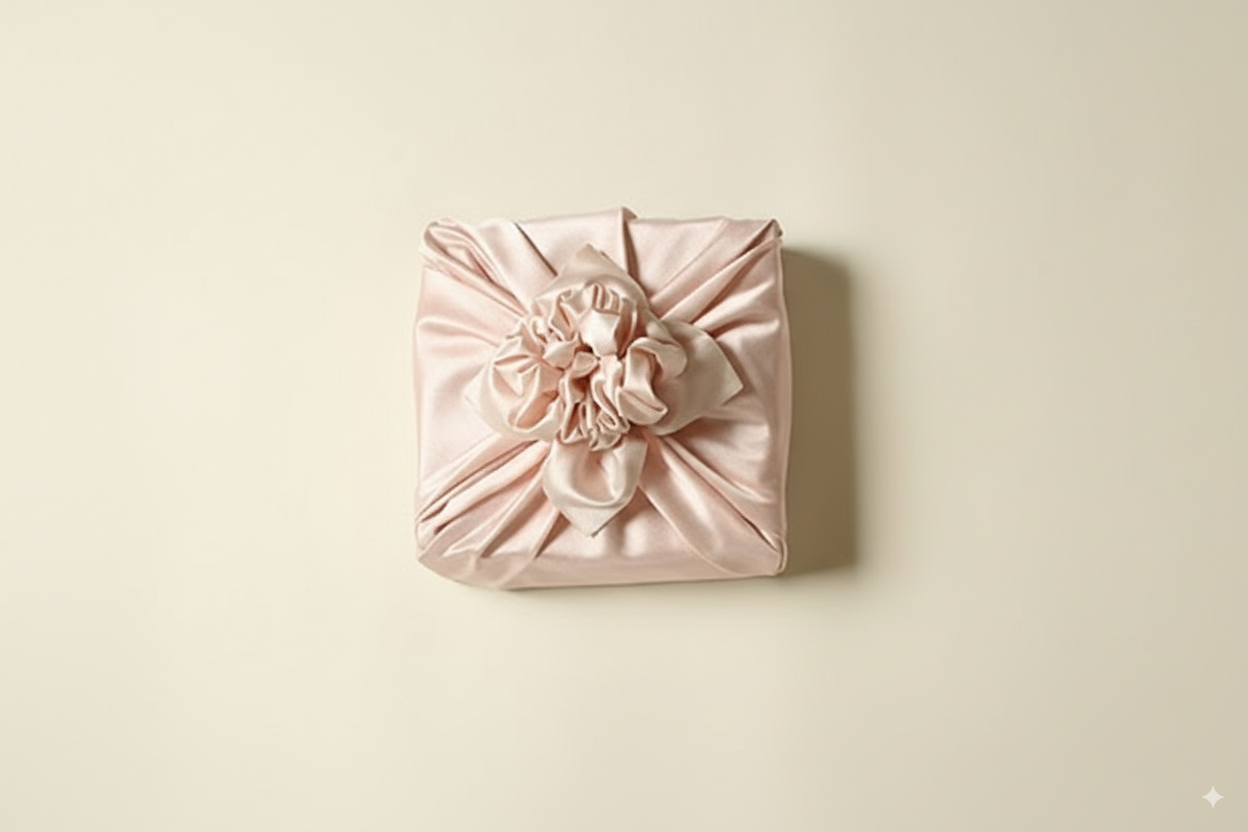 bojagi gift wrap — slub layer — Pastel_Peach_— 50 cm — solid ivory background