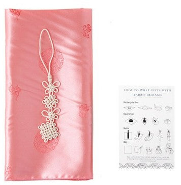 Korean Style Bojagi Gift Wrap with White Chrysanthemum Norigae – Pink Set