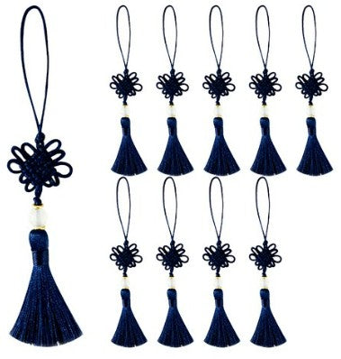 Korean Beaded Norigae Charm – Deep Blue (10-Pack, 14 cm)