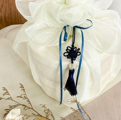 Korean Beaded Norigae Charm – Deep Blue (10-Pack, 14 cm)