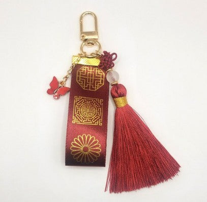 Korean Traditional Knot Tassel Keyring – Red (Bag Charm & Key Holder)