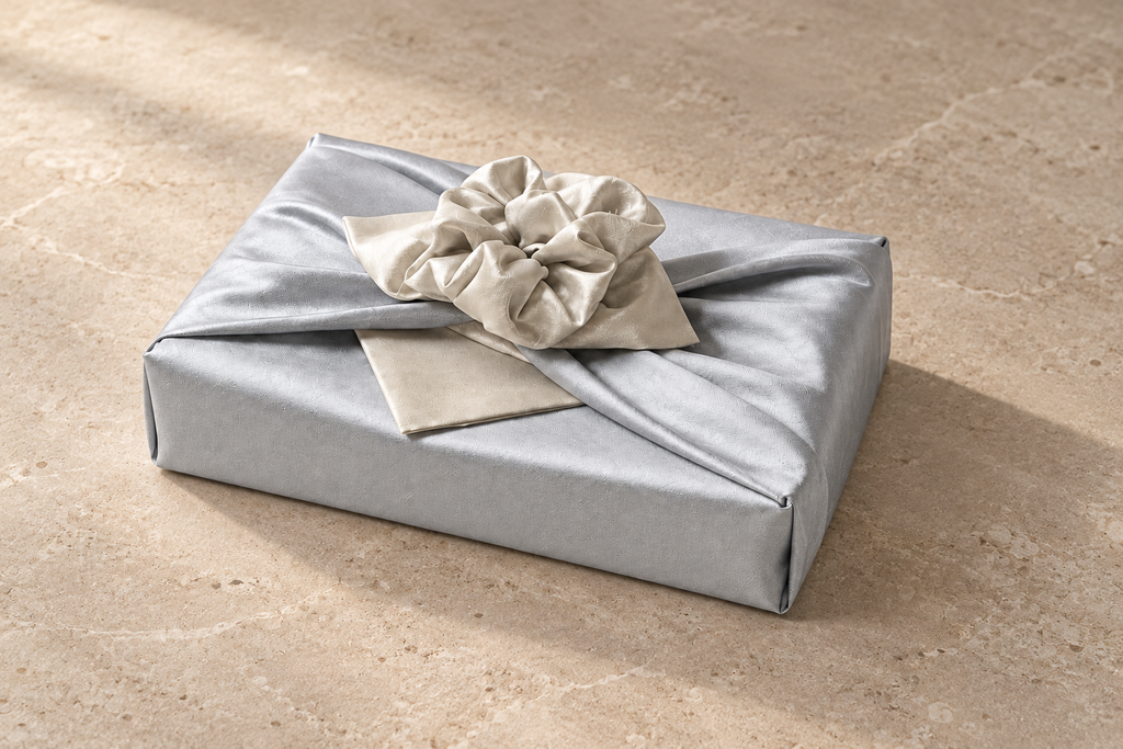 Slub Double Layer Reversible Bojagi Blue Gray Ivory Ivory Single 50Cm 150Cm — side editorial view