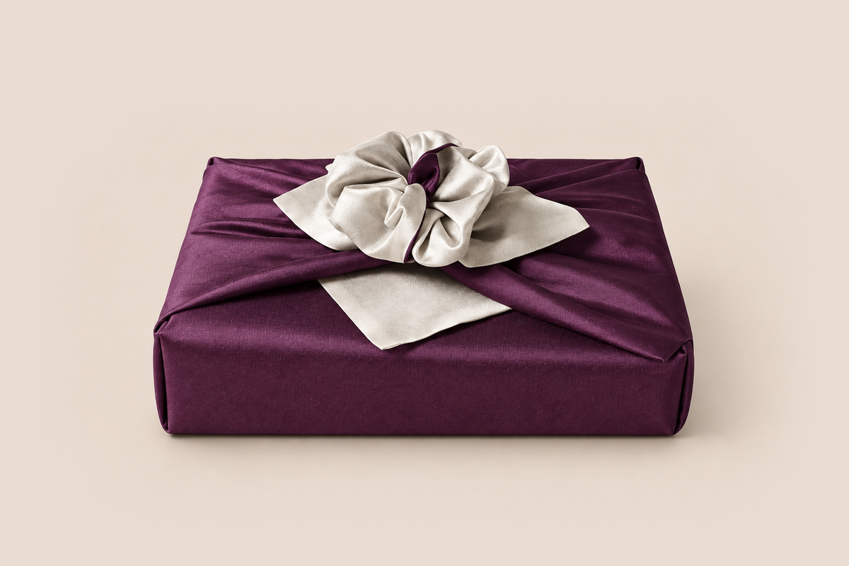 Slub Double Layer Reversible Bojagi Deep Purple Ivory 50 150Cm — front hero view