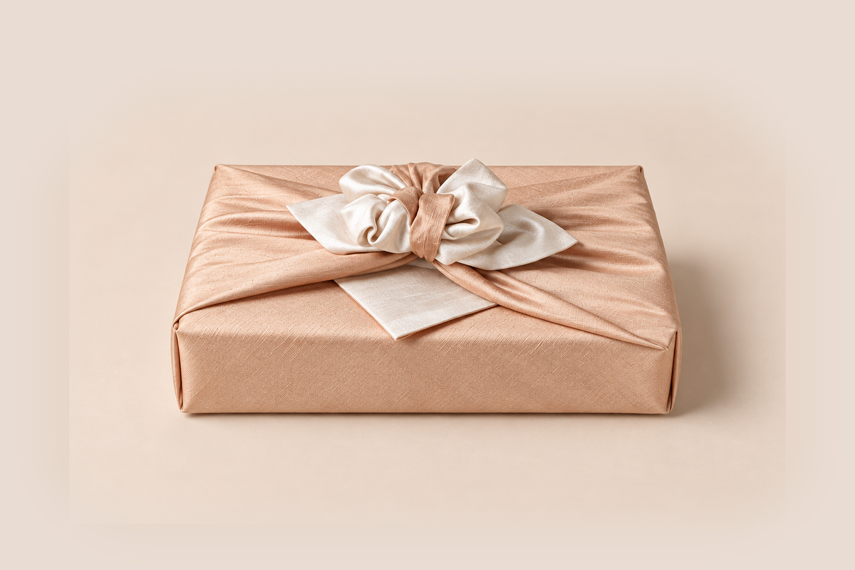Slub Double Layer Reversible Bojagi Nude Beige Ivory Single 50 50 Cm — front hero view