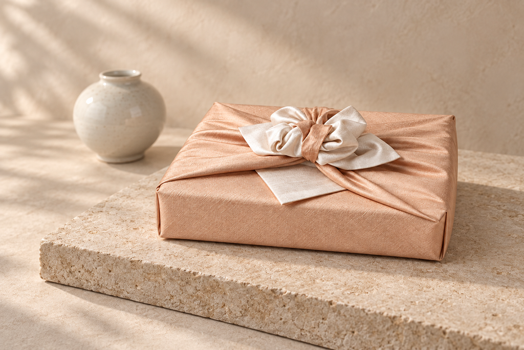 Slub Double Layer Reversible Bojagi Nude Beige Ivory Single 50 50 Cm — Korean ceramic display
