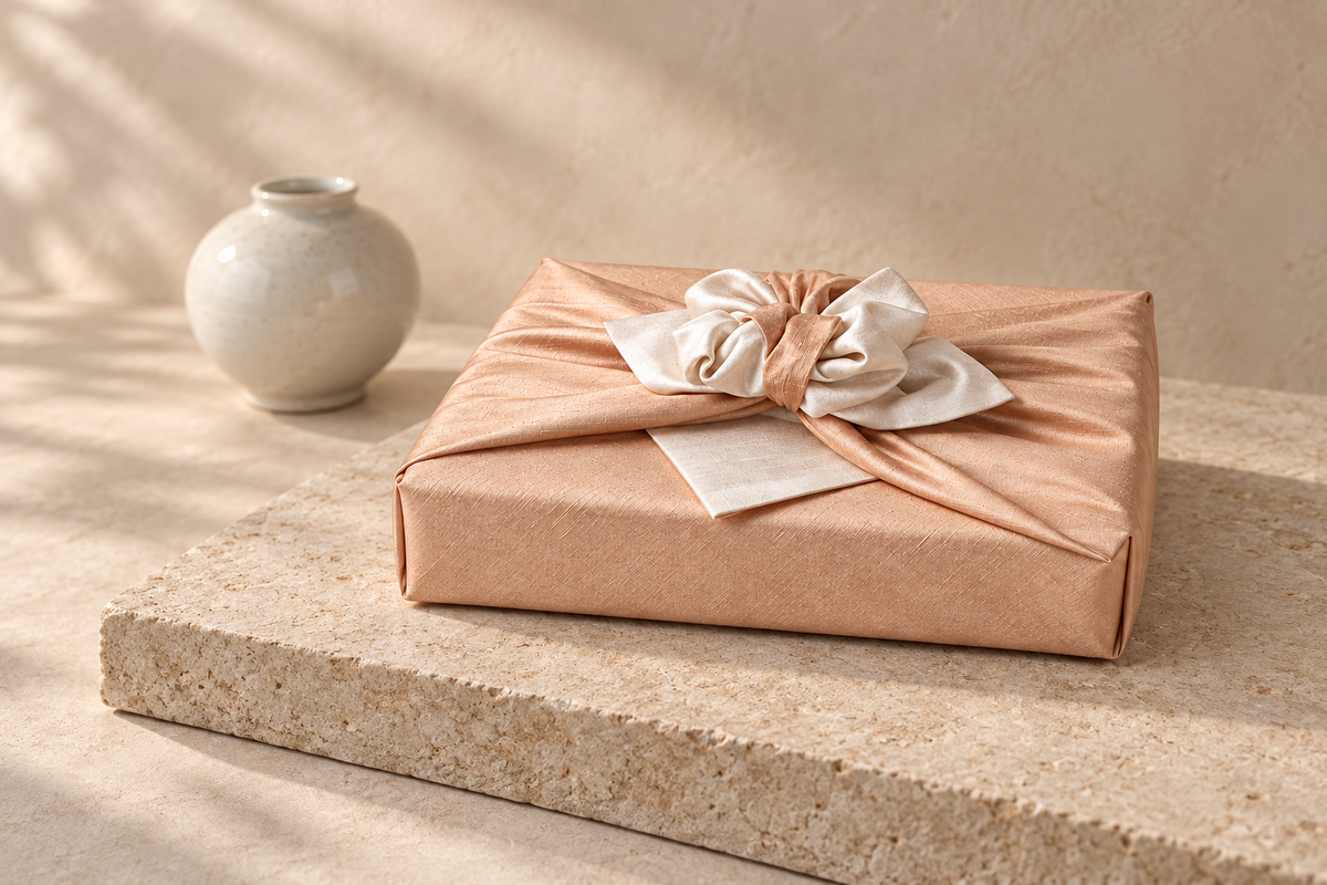 Slub Double Layer Reversible Bojagi Nude Beige Ivory Single 50 50 Cm — Korean ceramic display
