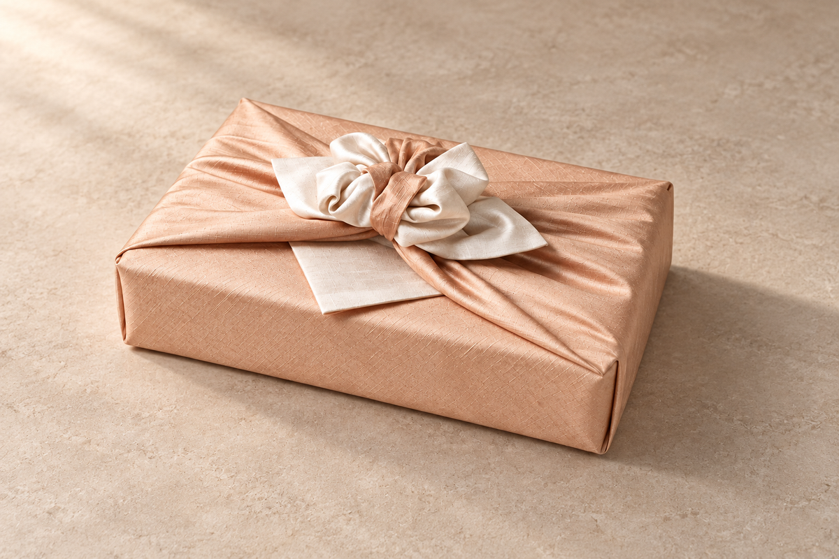 Slub Double Layer Reversible Bojagi Nude Beige Ivory Single 50 50 Cm — side editorial view