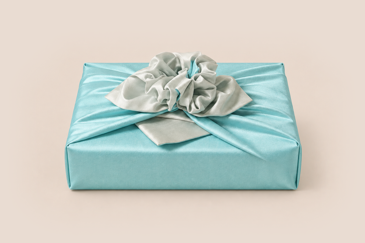 Slub Double Layer Reversible Bojagi Pastel Blue Ivory 50 150Cm — front hero view