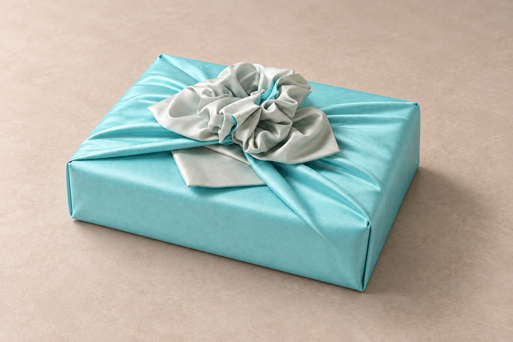 Slub Double Layer Reversible Bojagi Pastel Blue Ivory 50 150Cm — side editorial view