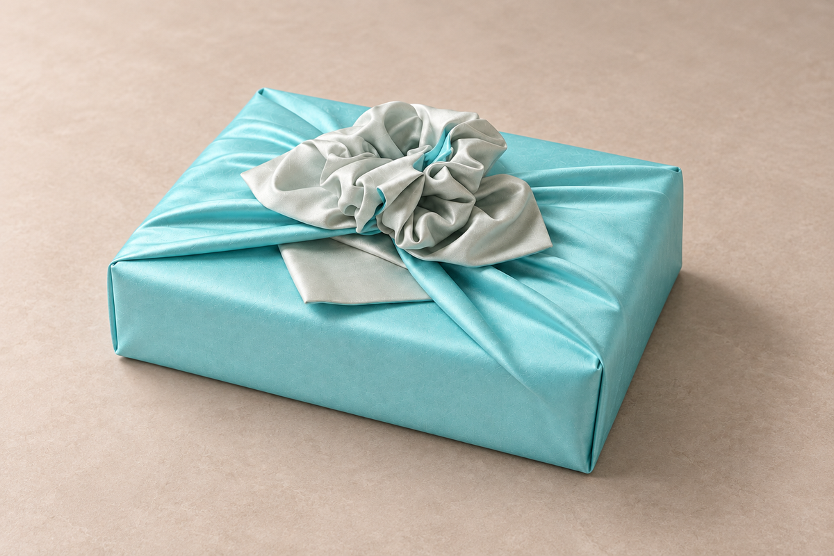 Slub Double Layer Reversible Bojagi Pastel Blue Ivory 50 150Cm — side editorial view