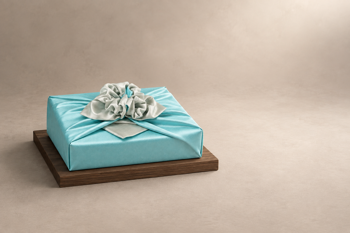 Slub Double Layer Reversible Bojagi Pastel Blue Ivory 50 150Cm — low plinth display