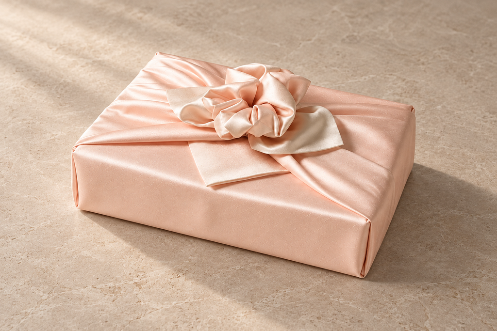 Slub Double Layer Reversible Bojagi Pastel Peach Ivory 50 150Cm — side editorial view