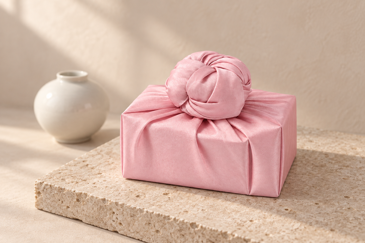 Slub Single Layer Bojagi Baby Pink 45 130Cm — Korean ceramic display