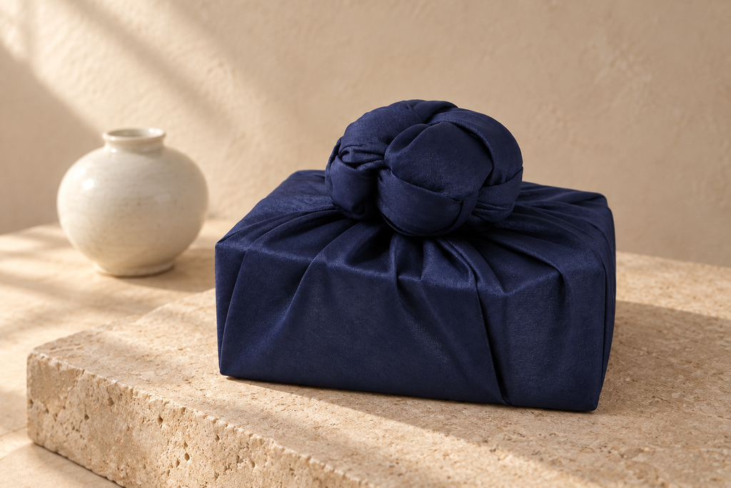 Slub Single Layer Bojagi Deep Navy 45 130Cm — Korean ceramic display